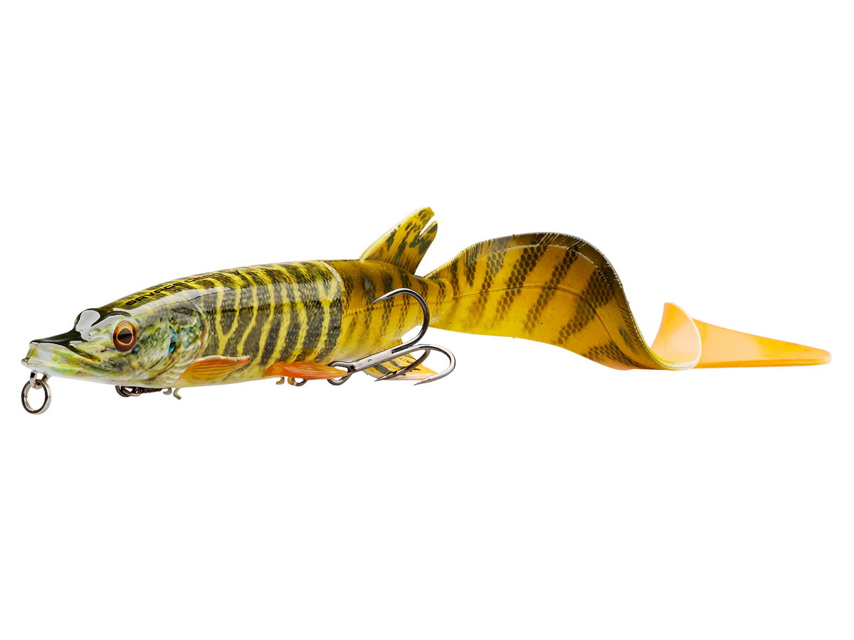 Leurre Hybride 3D Savage Gear Pour Brochet - Imitation Baby Pike 47g, Nageur à Queue Curl, Profondeur Variable
