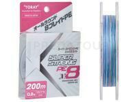 Tresse Toray Super Strong PE X8 Multicolor 200m 21lb #1.5