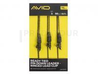 Avid Carp Ready Tied Pin Down Leader- Ringed Lead Clip 75cm 50lb 22.7kg 3pcs