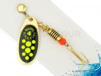 Cuiller Tournante Mepps Black Fury Gold / Chart dots - #4 | 8.00g