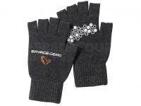 Gants Savage Gear Knitted Half Finger Glove Dark Grey Melange - XL