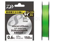 Tresse Daiwa UVF Morethan Dura Sensor X8 + Si2 Lime Green 150m #1.2