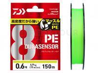 Tresse Daiwa UVF PE Dura Sensor X8 + Si2 Lime Green150m #0.6