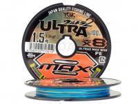 Tresse YGK X-Braid Ultra2 Max WX8 100m #0.6 | 5.6kgf | Multicolor