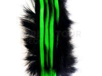 Hareline Bling Rabbit Strips - Black with Fl Green Chartreuse Accent