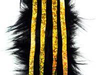 Hareline Bling Rabbit Strips - Black with Holo Gold Accent