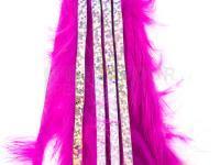 Hareline Bling Rabbit Strips - Hot Pink with Holo Silver Accent